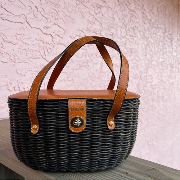 Braciano Handbags - Braciano Straw Wicker Handbag Vintage Black